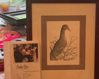 P. Buckley Moss Signed Print "Gray Dove", matted, framed and numbered 789/1000 with COA