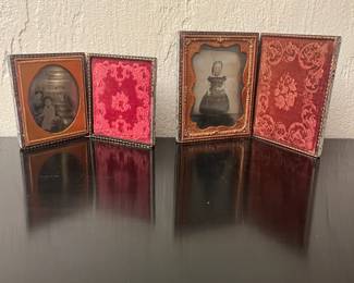 Alexander Beckers signed Antique Tin Type Plate/Photo w/ Leather Case