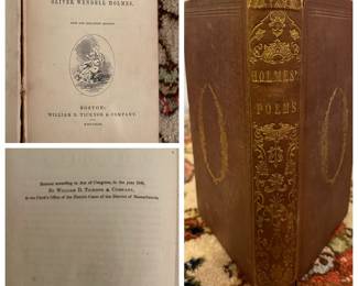 "Poems" by Oliver Wendell Holmes, 1848. Excellent Condition. 