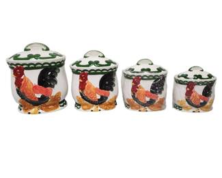 4 Piece Ceramic Rooster Set New