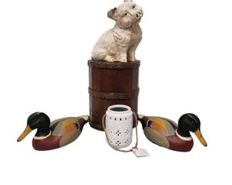 Vintage Duck Decoys Wishing Well Pig Solar Light Not Vintage