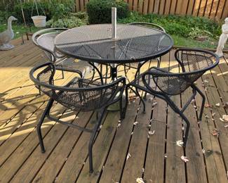 Metal patio table and chairs