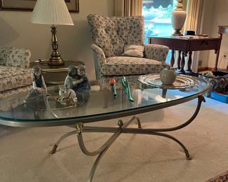 Brass & glass cocktail table