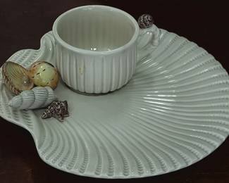 Fitz & Floyd luncheon plate and cup set sea shell motif