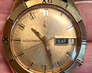 14K Gold Bulova Accutron day and date 