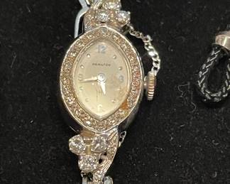 14K WG with diamonds ladies wrist watch