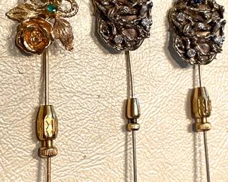 Gold and gold filled hat pins