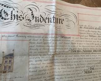 Antique early 19c Land Lease with drawings of the property. Great historical document.