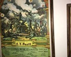 Authentic Civil War Artifact. Framed sheet music "Battle of Gettysburg March by E. T. Paul 1894. beautiful lithograph cover
