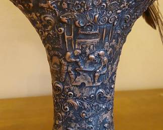 Antique Intricate Silverplate Repousse Ornate Brides Basket 