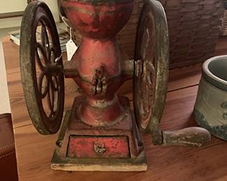 Red English coffee mill