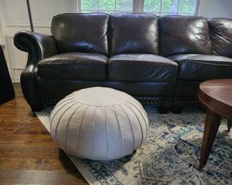 Pouf or Ottoman, Leather 4 cushion sofa