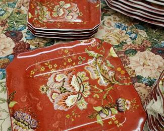 222 Fifth Gabrieele Red Floral plates