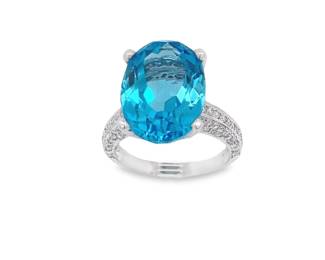 14K Blue Topaz and Diamond ring