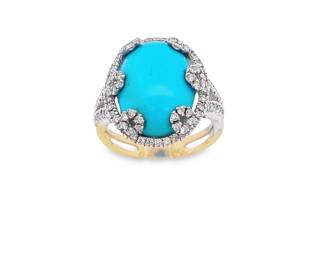 18k Turquoise and Diamond ring