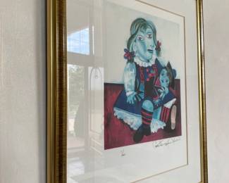 Pablo Picasso-11/500 signed/stamped lithograph “Maya and Doll”