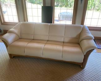 Ekornes White Leather Couch 