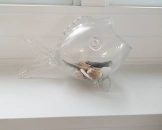 Mid-century modern clear art glass fish bowl