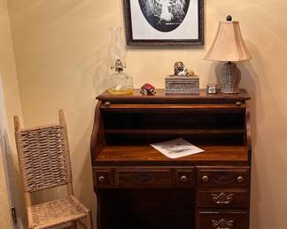 Roller Desk, Chair, Oil Lamp, Lamp, and more