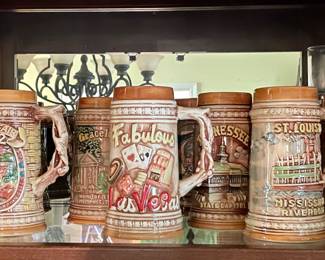 Steins made in Japan but so neat! Six Flags, Nashville, Fabulous Las Vegas, Florida and more! 