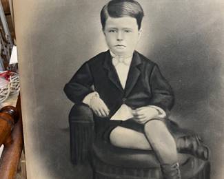 Large Victorian charcoal  portrait