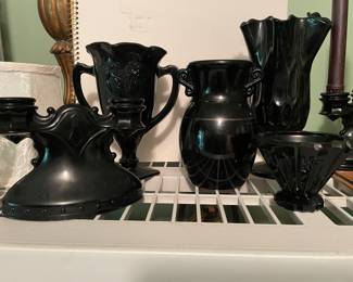 Vintage Black Amethyst glassware L. E. Smith