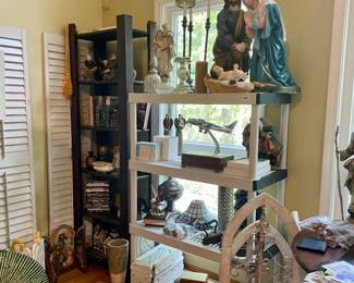  3 piece Nativity Space Age Plastics, Inc. By David Rodriguez, 1991(Blow molds and there are two sets), buffet lamps, silver tone heavy airplane, stain glass lamp shades, wooden boxes, wooden angel dividers and more