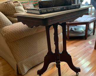 Eastlake side table with stone top