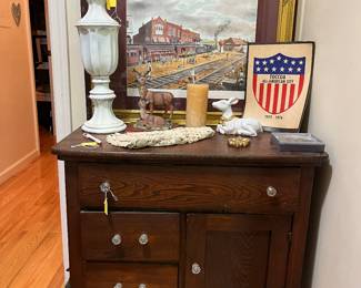 Nice oak stand,  John Kollock print