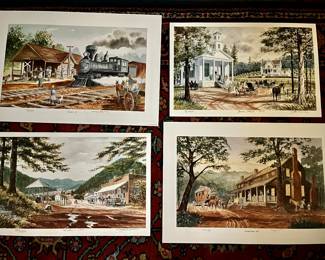  John Kollock prints: Helen-1920, Grace Church-1885, Demorest-1915, Travelers Rest-1837
