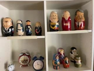Authentic vintage Russian nesting dolls and fun alarm clocks!