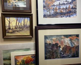 Watercolors by Betty Mc Burnett and others.