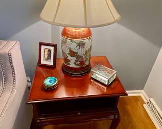 Side table with pull out writing surface