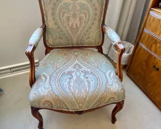 Wood arm upholstered chair