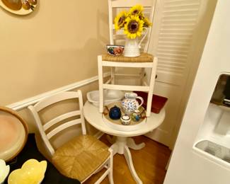 Pottery barn table with two chairs