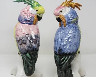 Vintage handpainted parrots