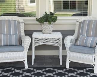 Wicker patio set with covers