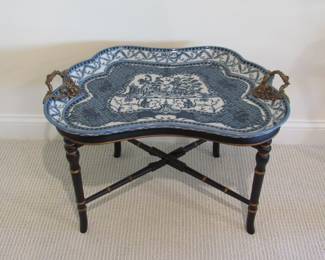 China and brass tray and leg holder