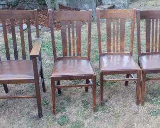 1910's oak dining chairs