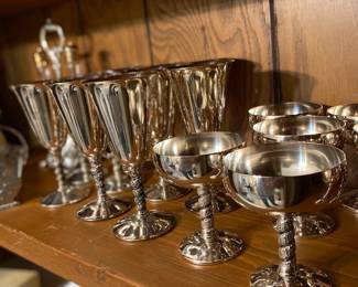 Multi piece set of silver stemware. 