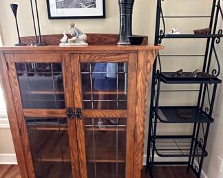 Curio cabinet with leaded glass 48" w x 58" t x 19" d
