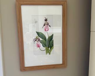 Signed lady slipper watercolor 11.5" w x 16.5" t