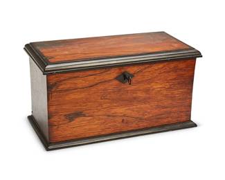 1147
20th century
A Hidden Compartment Secrets Box
The wood box with brass hinges and locking mechanism revealing a main compartment with a false bottom, which is detachable revealing a second compartment
7.25" H x 13.875" W x 7.125" D
Estimate: $200 - $300