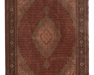 1181
Mid/late 20th century
A Persian Area Rug
The wool on cotton foundation rug with all-over polychrome foliate motifs centering a medallion on a burgundy ground
12' H x 8' 9" W
Estimate: $700 - $1,000