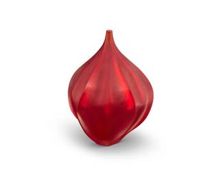 1241
2001
An Art Glass Vase
Etched signature and date to the underside: Stoney 2001 / 139 [sic]
The red glass bud vase in globular biomorphic form with five curvilinear sides
13" H x 9.75" W x 8.75" D
Estimate: $300 - $500