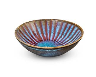 1252
Harding Black
1912-2004
Bowl, 1959
Multicolor glaze on earthenware
Signed to the underside: Harding Black / 1959
2.75" H x 8" Dia.
Estimate: $100 - $200