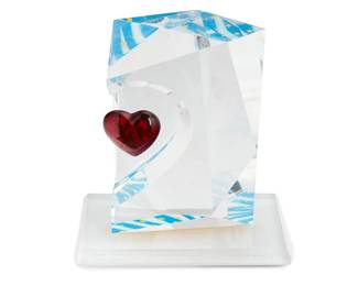 1269
Yankel Ginzburg
b.1945
"All You Need Is Love"
Acrylic, paper, and pigment
Edition: 1/1 Artist's Proof
Signed, titled, and numbered along the base edge: Yankel Ginsburg / "All You Need Is Love" / "Forever Yours" / A.P.
13" H x 12" W x 6" D
Estimate: $600 - $800