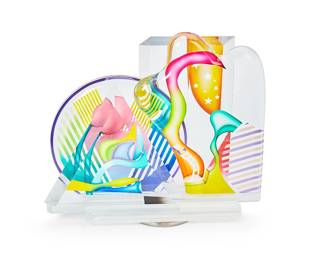 1270
Yankel Ginzburg
b. 1945
"Green Meadows"
Acrylic, paper, and pigment
Signed, numbered, and titled along the lower edge: 20/100 / "Green Meadows" / Yankel Ginsberg
15.5" H x 13.25" W x 6" D
Estimate: $600 - $800