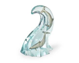 1296
Robert Wyland
b. 1956
"Dolphin Light"
Lucite
Edition: 1/1 Artist's Proof
Signed and number verso: Wyland / A.P.
Titled by repute
23" H x 15" W x 8.5" D
Estimate: $700 - $900