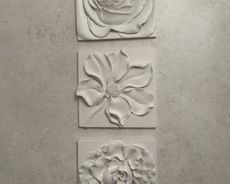 Chalkware Plaster Roses Wall Hanging - set of 3